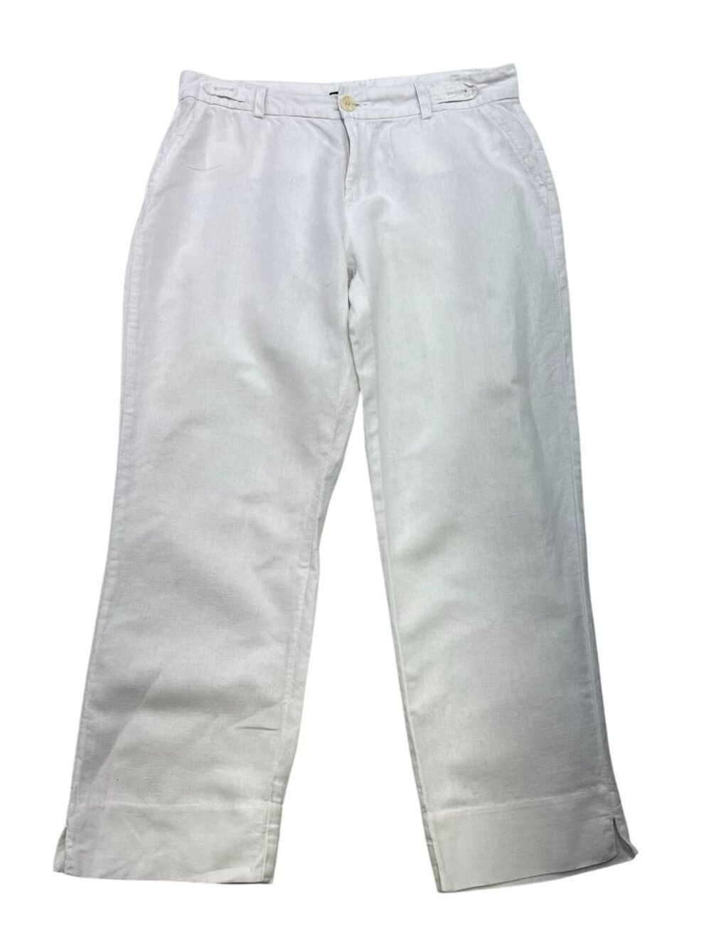Banana Republic Womens Linen Blend Straight Casual Crop Pants Size 10 White